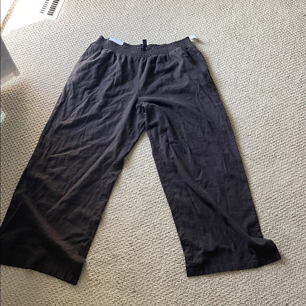 Women’s chocolate brown pull on linen pants